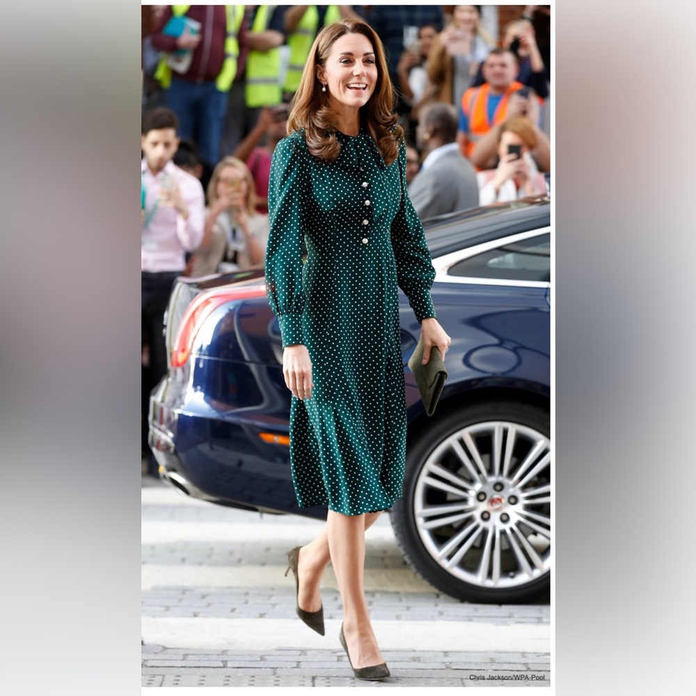 Authentic Celine Paris polka green dress 100% silk